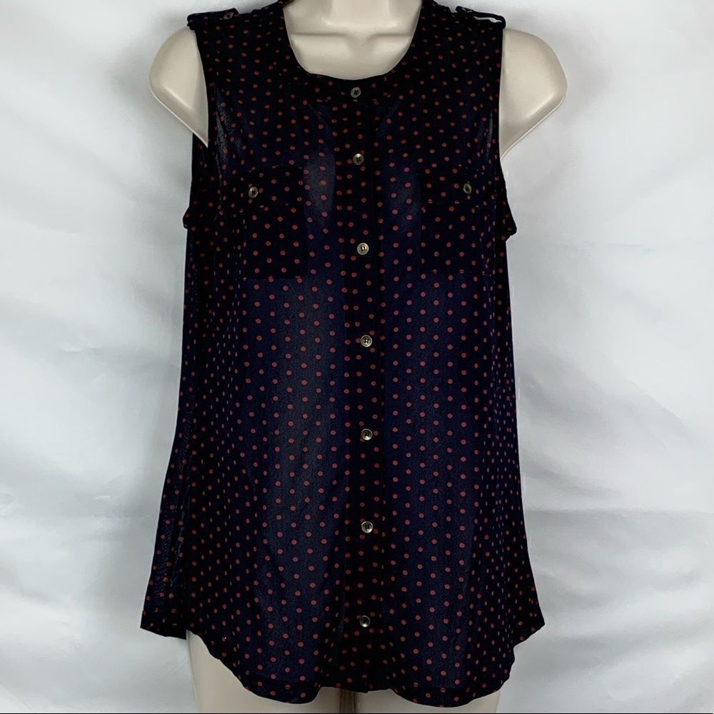 The Limited Navy & red polka dot sleeveless blouse small